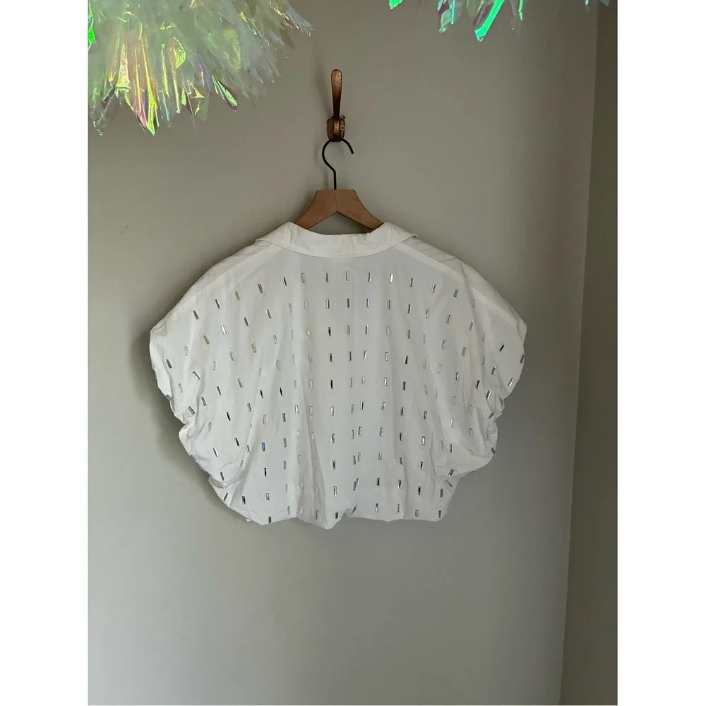 Queen of Sparkles White Mirror Jeweled Short Set Size Large‎